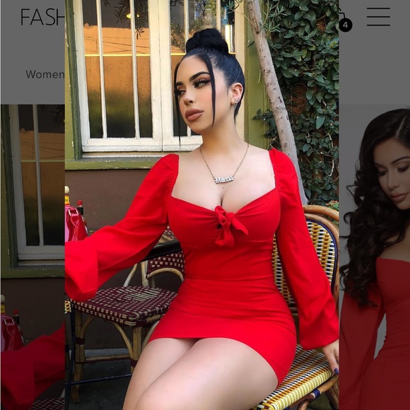 Fashion Nova Red Sweet Sayings Long Sleeved Mini Dress, Size M, Also Fits S, NWT - Picture 1 of 6